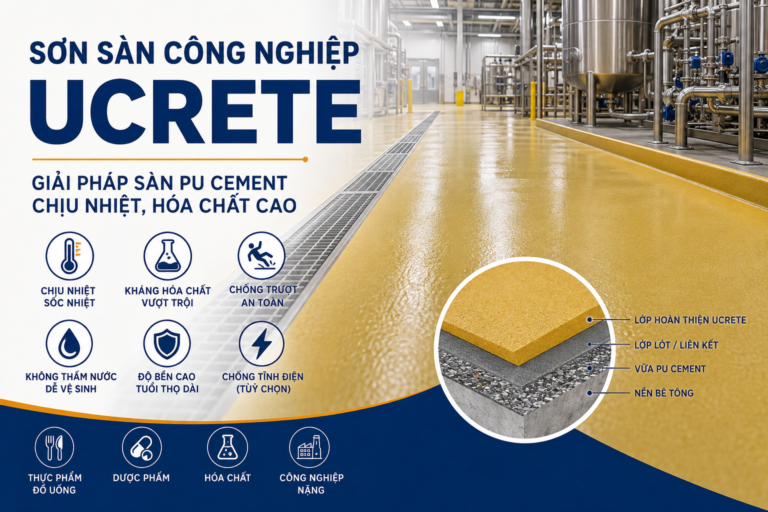 Sơn sàn công nghiệp Ucrete – Giải pháp sàn PU Cement cho môi trường công nghiệp khắc nghiệt